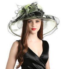 Mujers Organza Church Wide Brim Fancy Tea Xmas Party Wedding Hats Black Green 761560705100 eb-27141562